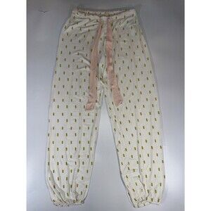 Eberjay Pajama Pants Jogger Pull On Stretch White Pineapple Women Small